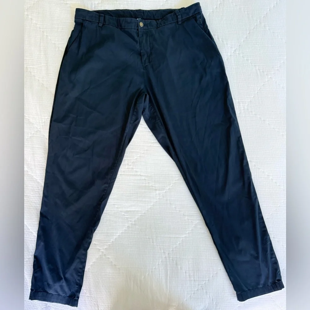 Lululemon Men’s Commission Slim Fit Pants 38 Navy Blue ABC Style Comfort Stretch